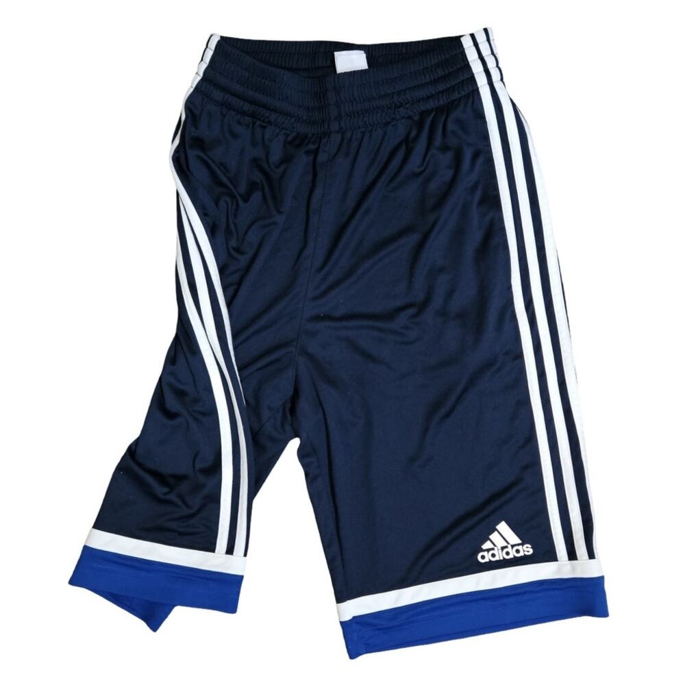 Adidas 3-Stripe Basketball Shorts Boys Size Small Blue White Blue Trim  Athletic